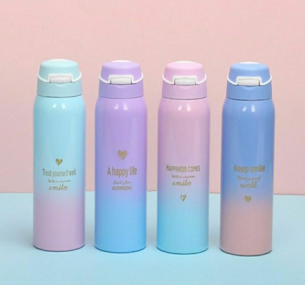 Stainless Steel Vacuum Sports Water Bottle – 500ml | Thermos Mug | Leakproof & Portable (Random Color)