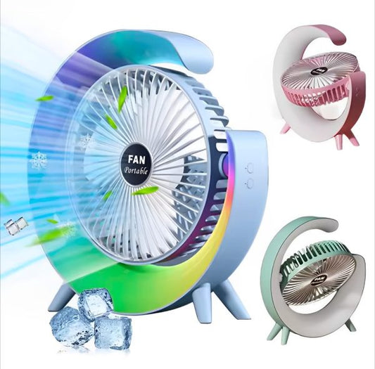 GlowBreeze Multi-Functional LED Desktop Fan | USB Rechargeable | Quiet & Colorful Ambience Fan for Office, Study & Bedroom