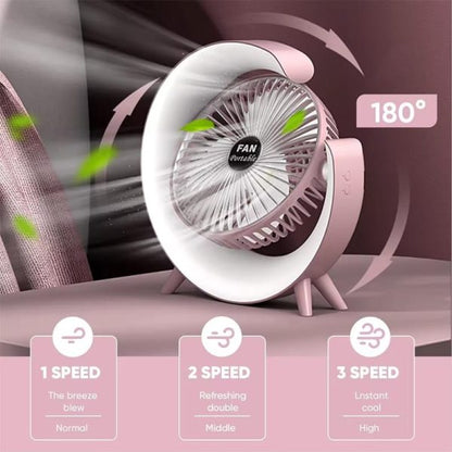 GlowBreeze Multi-Functional LED Desktop Fan | USB Rechargeable | Quiet & Colorful Ambience Fan for Office, Study & Bedroom