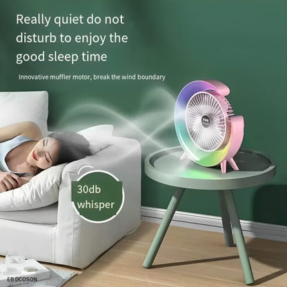 GlowBreeze Multi-Functional LED Desktop Fan | USB Rechargeable | Quiet & Colorful Ambience Fan for Office, Study & Bedroom