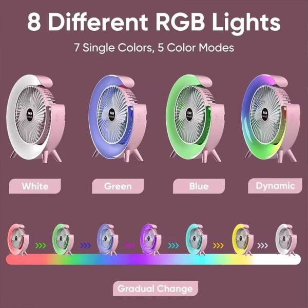 GlowBreeze Multi-Functional LED Desktop Fan | USB Rechargeable | Quiet & Colorful Ambience Fan for Office, Study & Bedroom