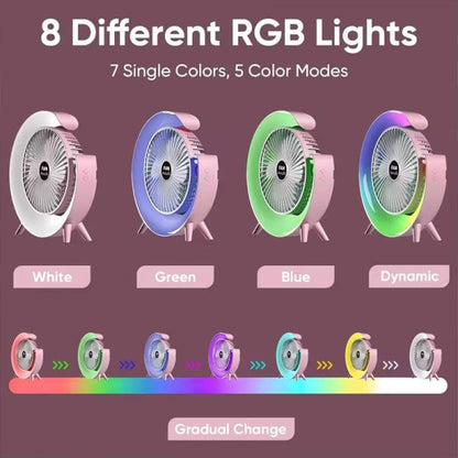GlowBreeze Multi-Functional LED Desktop Fan | USB Rechargeable | Quiet & Colorful Ambience Fan for Office, Study & Bedroom