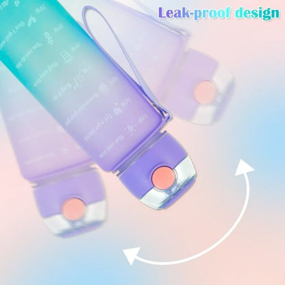 3 Pcs Sports Water Bottles Set – With Motivational Time Marker, Hidden Storage & Flip Lid | Leak-Proof & BPA-Free (Random Color)