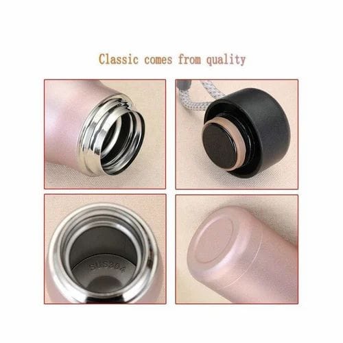 Stainless Steel Insulated Vacuum Water Bottle 550ml, Cola Shape, Leak Proof, With Strong Rope Cap | Hot & Cold Portable Thermos Water Bottle Thermo Mug Stainless Steel Vacuum Flask Mug Insulation Cup (random Color)
